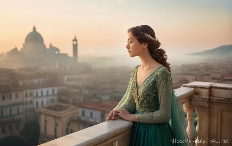 이탈리아 영화감독 페데리코 펠리니 - **Prompt:** A bustling, whimsical Italian piazza during golden hour, filled with diverse, elegantly ...