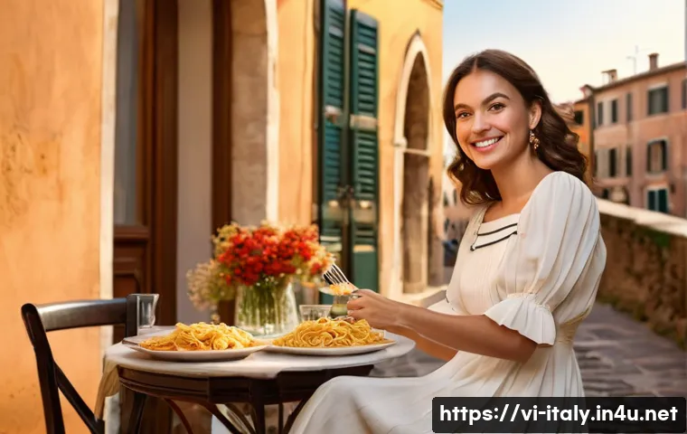 이탈리아와 한국 여행 스타일 차이 - **Prompt 1: Tranquil Italian Culinary Evening**
    An elegant, sophisticated woman in a tasteful, m...