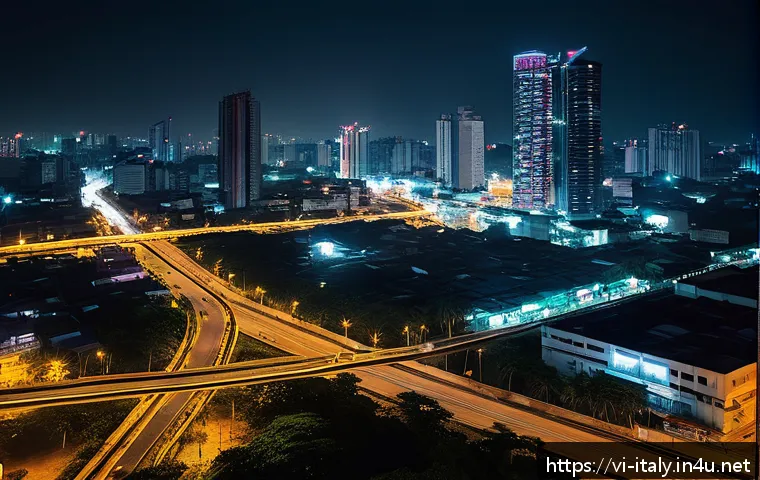 이탈리아 마피아 조직과 영향 - A detailed urban night scene in Ho Chi Minh City showing a complex underground network of organized ...