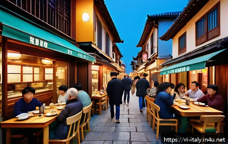이탈리아에서 한국 음식 구하기 - A lively street scene in Milan’s Porta Venezia district featuring a bustling Korean restaurant with ...