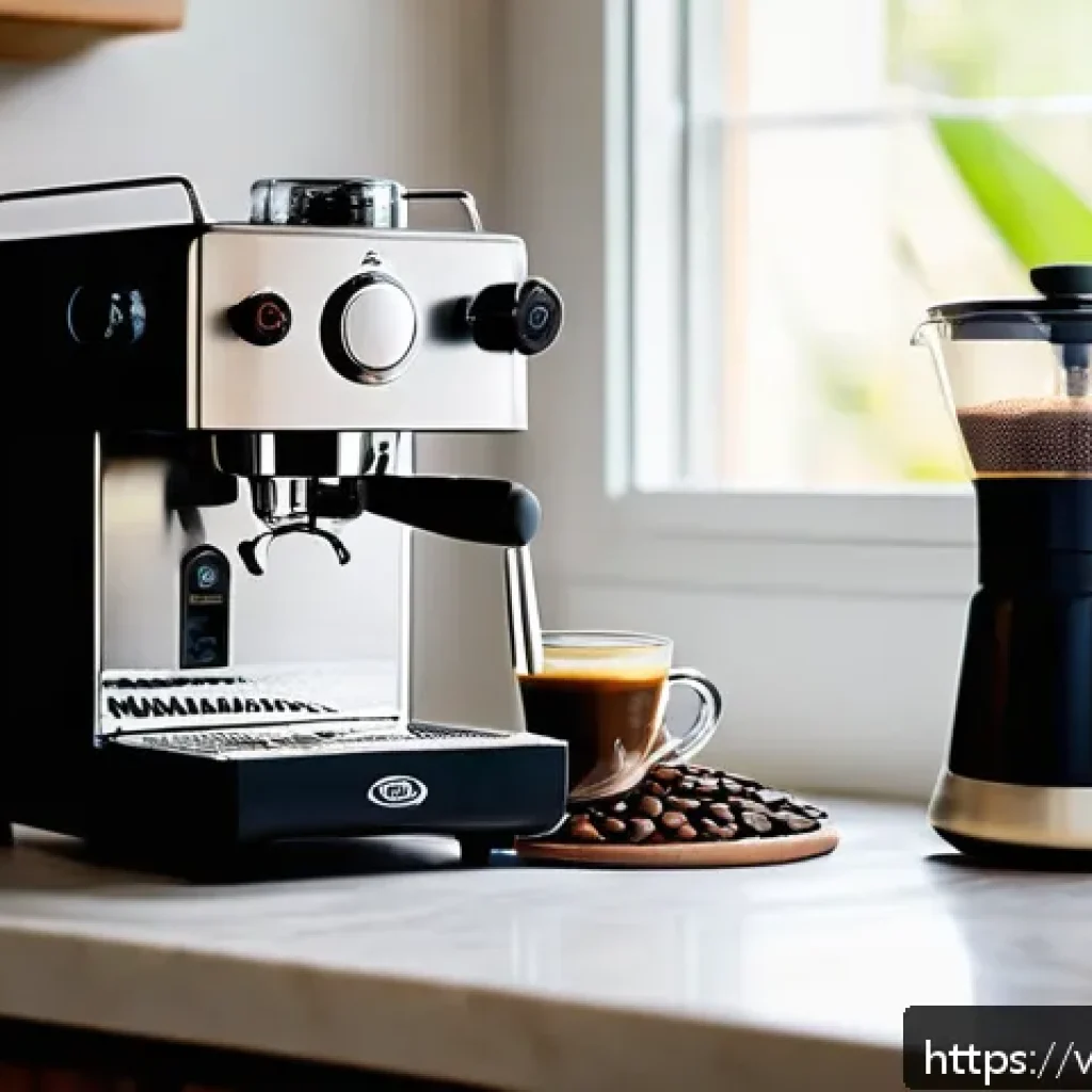 이탈리아 에스프레소 마시는 법 - A cozy Vietnamese home kitchen scene featuring a manual espresso machine surrounded by coffee access...
