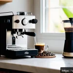 Home 19 이탈리아 에스프레소 마시는 법 - A cozy Vietnamese home kitchen scene featuring a manual espresso machine surrounded by coffee access...