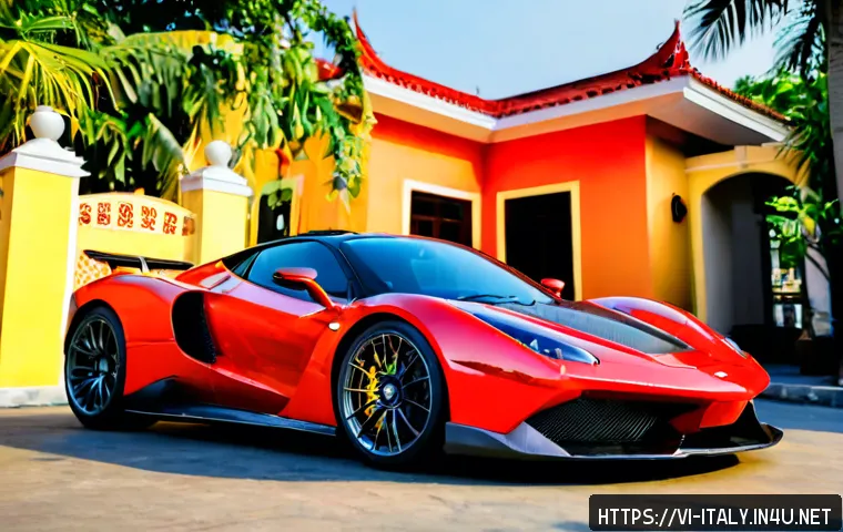 Home 17 이탈리아 슈퍼카 특징 - Photorealistic Italian-inspired supercar with sculpted aerodynamic bodywork, low wedge-shaped profil...